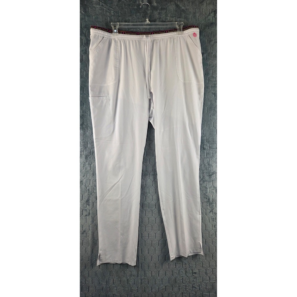 Heartsoul HS185T White Scrub Pants Womens‎ 2XL Tall Cargo Elastic Waistband